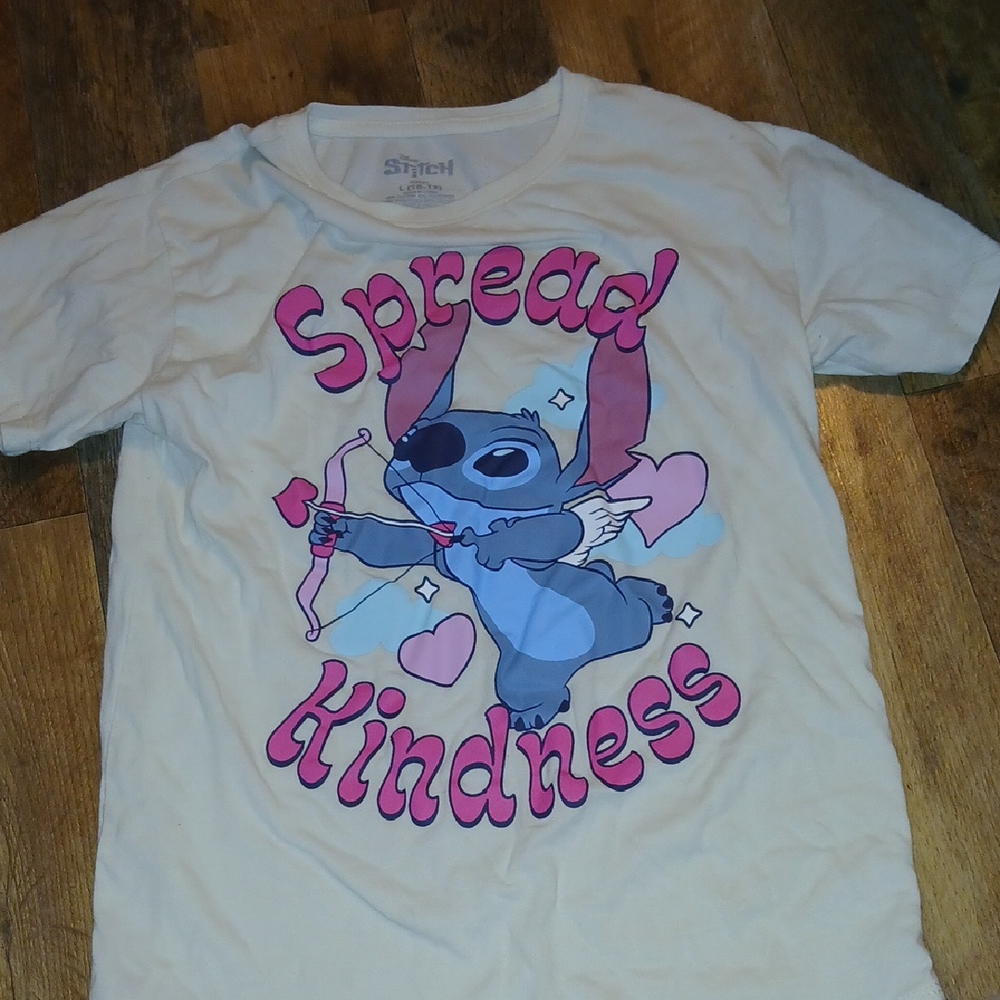 Disney Kids Shirt - Cream with Pink and Blue Stitch Design